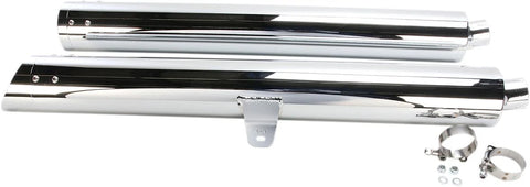 Cobra Long Slip-on Mufflers Chrome with Scalloped Tips