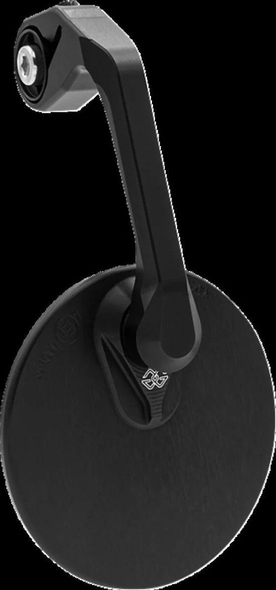 Gilles Tooling MOON Round Motorcycle Bar End Mirror Matt Black (M04-01-BD)