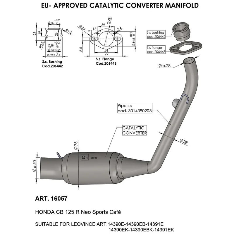 LeoVince Catalytic Converter Manifold Honda Neo Sports Cafe