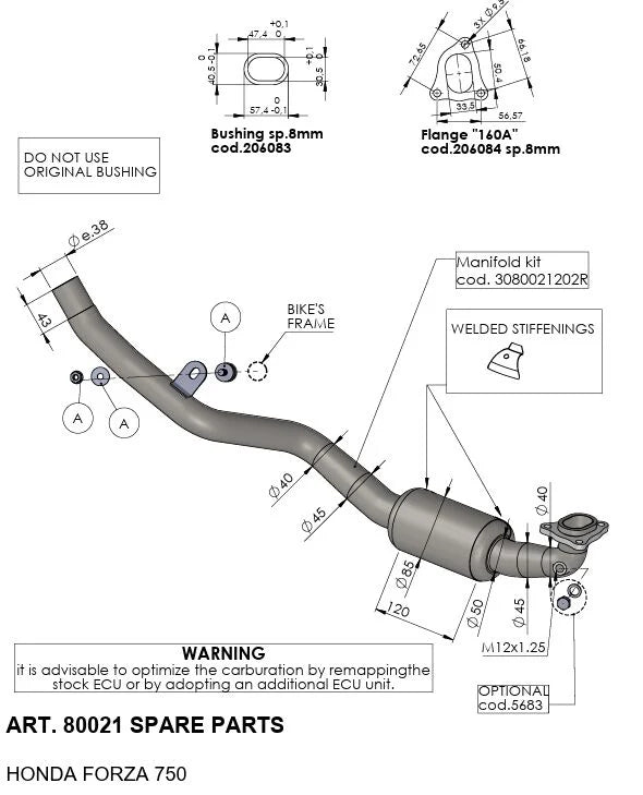LeoVince 4-Stroke Header Pipe Stainless Steel Honda Forza Dct (80064)