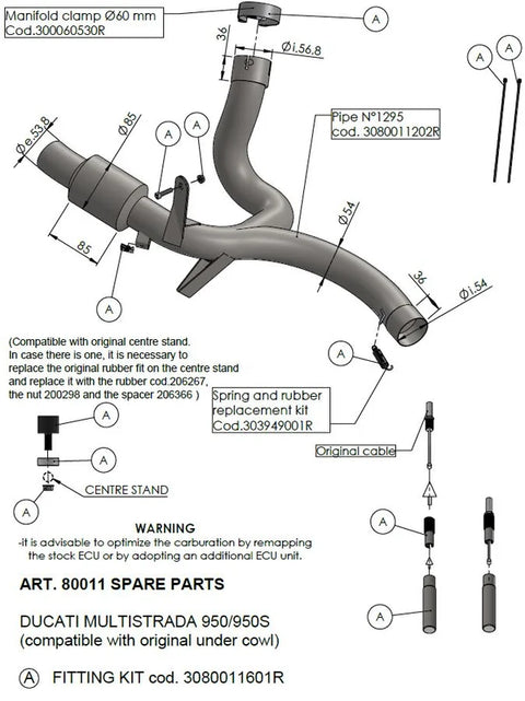 LeoVince CAT Eliminator (LINK Pipe) Ducati Multistrada 950