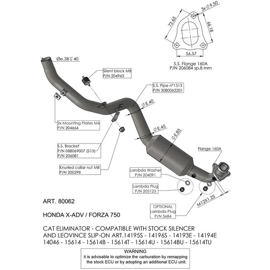 LeoVince 4-Stroke Header Pipe Stainless Steel Honda Forza Dct / X ADV