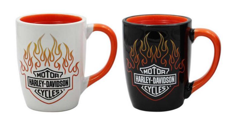 Original Harley-Davidson® Bar &amp; Shield Flames Keramikbecher-Set – 15 oz. – Farbwechsel HDL-18629