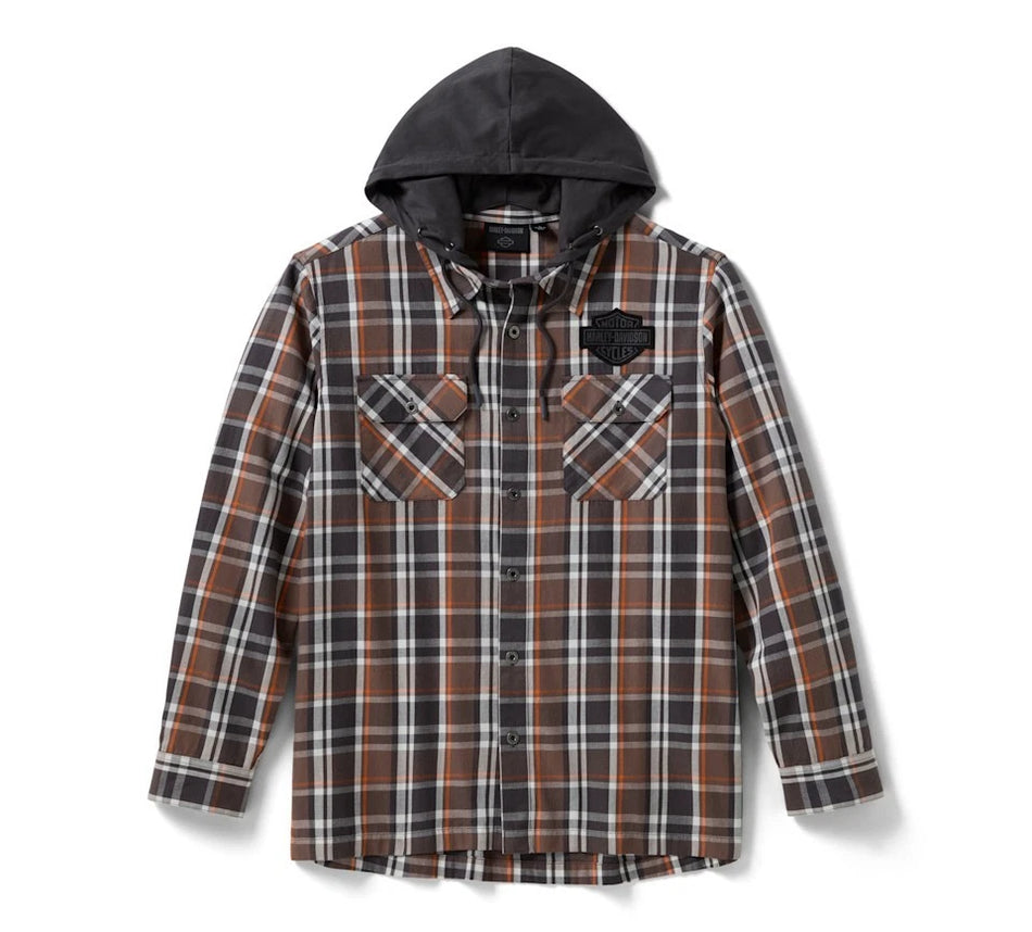 96215-26VM Harley-Davidson Woven Shirt Warm Grey/Dark Grey
