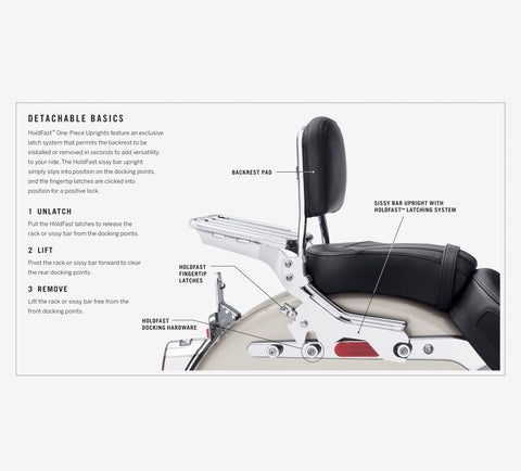 Harley-Davidson 52300434 HoldFast Sissy Bar Upright - Standard Height - Gloss Black