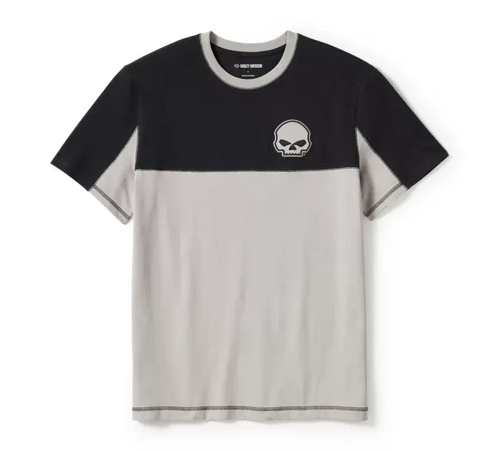 Original Harley-Davidson® Willie G Skull Colorblock Kurzarm-T-Shirt, Colorblock Harley Schwarz &amp; Ghost Grey 96373-25VM