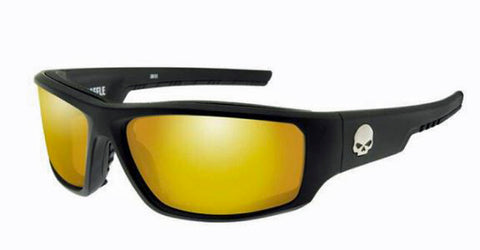 Harley-Davidson® Wiley X® Baffle-Sonnenbrille für Herren | Orange verspiegelte Gläser mit bernsteinfarbener Basis | Mattschwarzer Rahmen - HABFL14