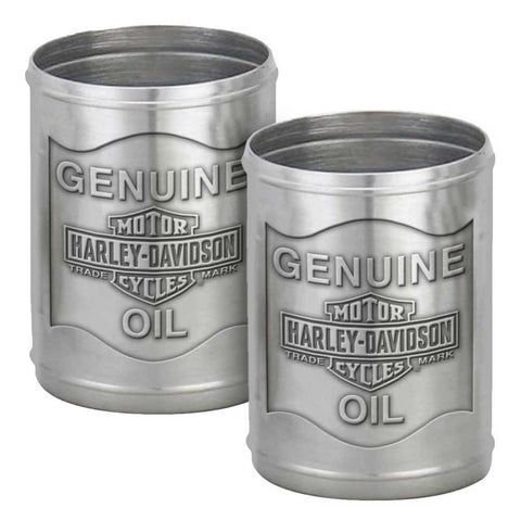 Harley-Davidson® Ölkannen-Schnapsglas-Set aus Zinn mit individueller Prägung. HDL-18805
