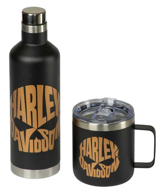 Harley-Davidson® Reisebecher- und Wasserflaschen-Set „Copper Skull“ HDX-98641