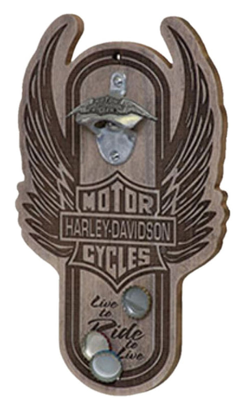 Harley-Davidson® Winged Bar &amp; Shield magnetischer Flaschenöffner aus Holz HDL-18570