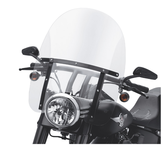 Abnehmbare King-Size-HD-Windschutzscheibe für Harley-Davidson FL Softail-Modelle – 21 Zoll, klar, glänzend schwarze Streben – 57688-10